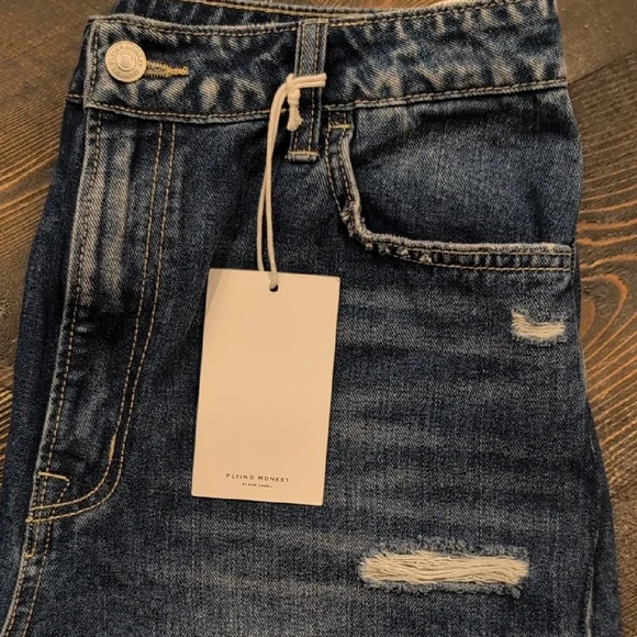 Flying Monkey Dark Blue Denim with Distressed Detail - Picture 2 of 7